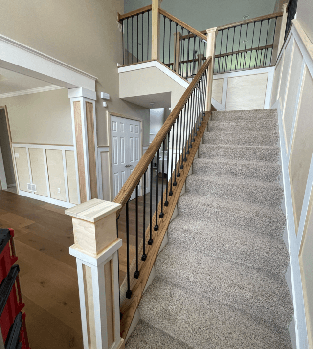 Custom staircase railings by Columbus Master Builders
